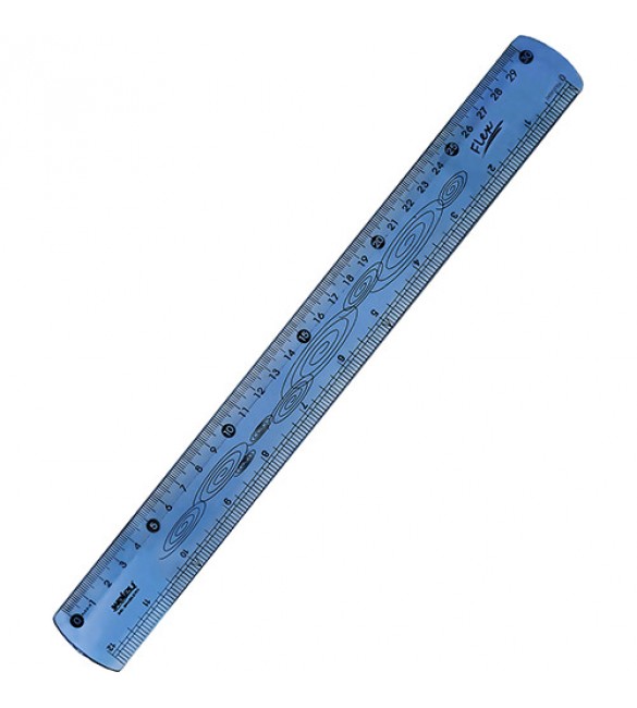 Régua de 30 cm Flexível Azul - Waleu 